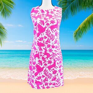 Persifor Womens Pink & White Animal/Floral Print Sleeveless Sheath Dress – XS